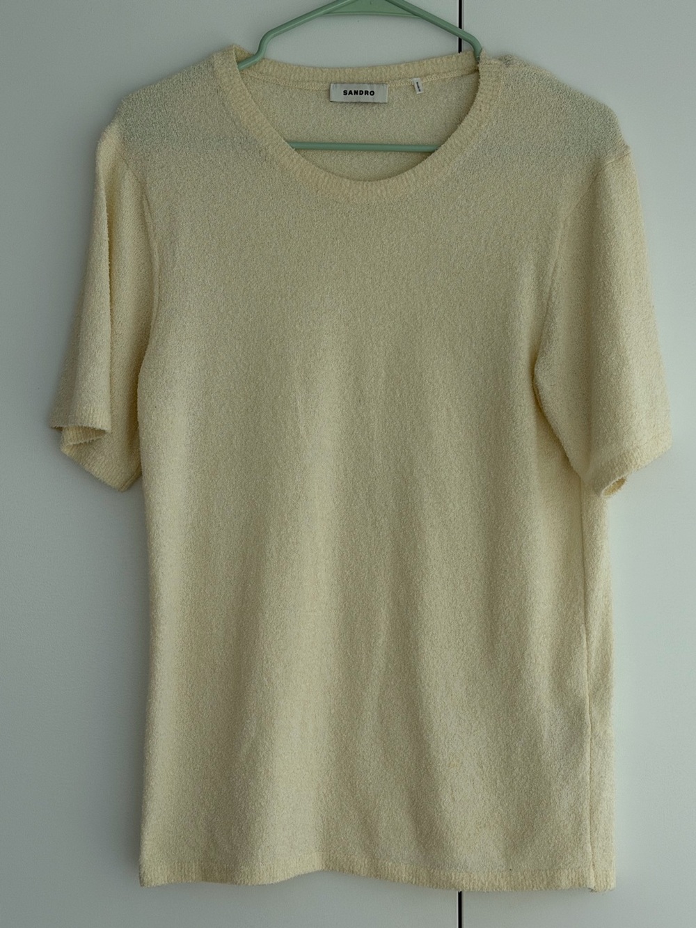 Sandro Men's Short-Sleeve Knit Cream Knit Sweater